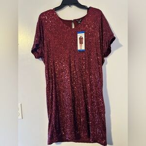 Hilary Radley Sparkling Red Sequin Dress size large new with tag